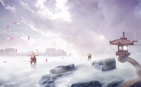 晨雾弥漫意境psd素材